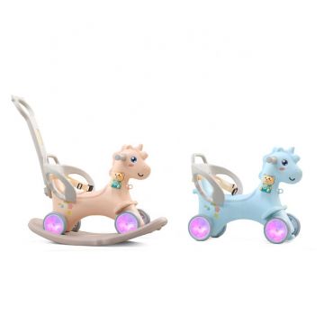 Balansoar 3 in 1 cu maner parental Nichiduta Unicorn Pink