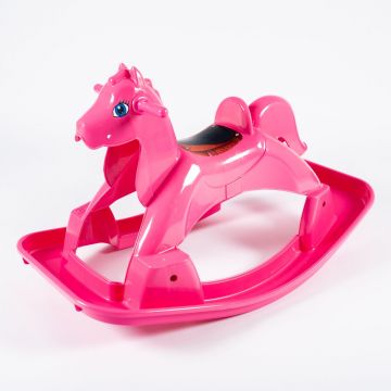 Calut balansoar pentru copii Doloni Pink, design ergonomic, cu manere de siguranta si sezut confortabil, dimensiune 89.7 x 53.1 x 55 cm