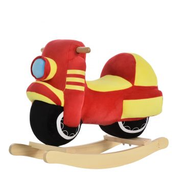 HOMCOM Căluț Balansoar Motocicletă Efecte Sonore Copii 18-36 Luni, Jucărie Interactivă, Negru și Roșu | Aosom Romania