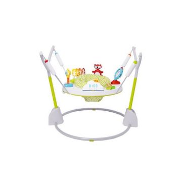 Jumper interactiv, Skip Hop, Pliabil, Pana la 12 kg, Cu scaun rotativ 360 grade, Cu peste 20 de activitati, Cu sunete si lumini, 4 luni+, Multicolor