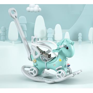 Balansoar 3 in 1 transformabil in vehicul fara pedale cu maner parental,roti EVA,centuri de siguranta,jucarie muzicala,spatar si bara de siguranta detasabile Nichiduta Garden Mint