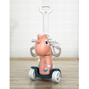 Balansoar 3 in 1 transformabil in vehicul fara pedale cu maner parental,roti EVA,centuri de siguranta,jucarie muzicala,spatar si bara de siguranta detasabile Nichiduta Garden Lovely Unicorn Pink