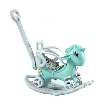 Balansoar 3 in 1 Nichiduta Garden Light Mint transformabil in vehicul fara pedale cu maner parental, Roti EVA, Centuri de siguranta, jucarie muzicala, spatar si bara de siguranta detasabile