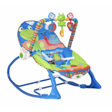 Balansoar si scaun 2 in 1 cu muzica si vibratii pentru leganare bebe 0-18 kg, Frog verde