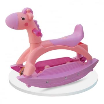 Calut 2 in 1 balansoar cu roti si muzica, Rocky Pink