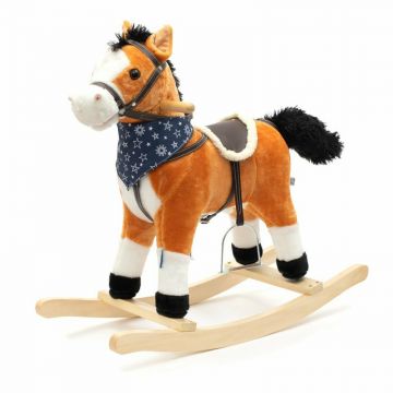 Calut balansoar din plus, Baby Mix, Cu efecte de miscare a gurii si a cozii, Cu melodie de cowboy si efect de galop, Maro Deschis