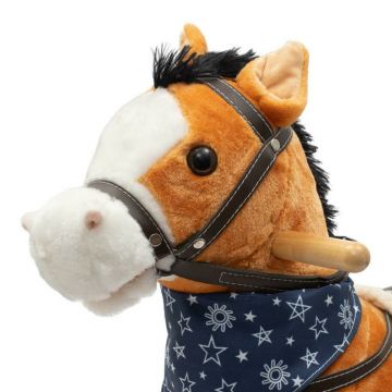 Calut balansoar din plus Baby Mix cu melodie de cowboy si efect de galop maro deschis