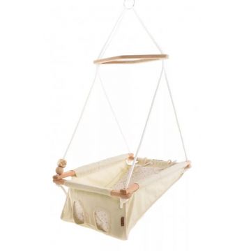 Incababy - Leagan Multifunctional , Stars, Pentru 0-20 kg, Testat TUV Rheinland, din Lemn, 70x45 cm, Bej
