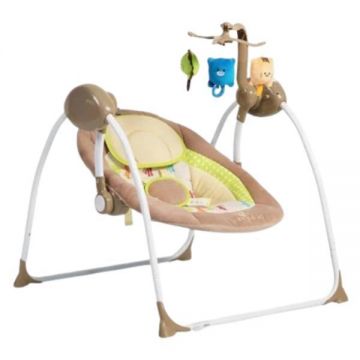 Leagan electric cu conectare la priza Baby Swing+ Cappucino