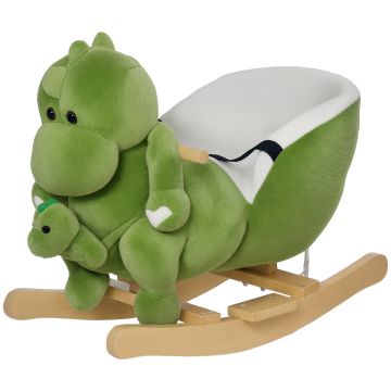 AIYAPLAY Balansoar pentru Copii 18-36 Luni în formă de Dinozaur cu Sunete, 62x33x45 cm, Verde | Aosom Romania
