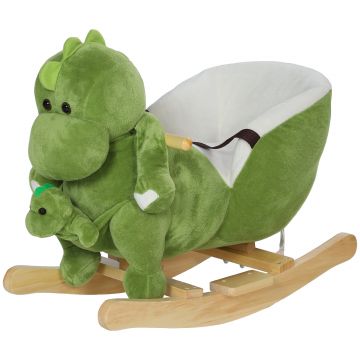 AIYAPLAY Balansoar pentru Copii 18-36 Luni în formă de Dinozaur cu Sunete, 62x33x45 cm, Verde | Aosom Romania