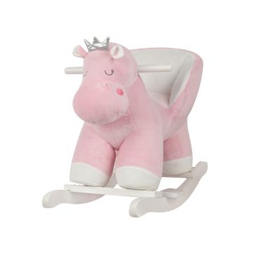 Balansoar din plus cu baza din lemn si spatar KikkaBoo Pink Hipo Princess