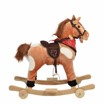Balansoar din plus cu melodii Novokids Horsee Dulcineea XXL, multifunctional, platforma detasabila, functie trotineta fara pedale, dimensiuni 70x32x59 cm, max 50 kg, model Calut Maro