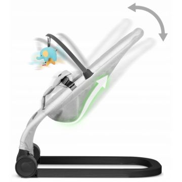 Balansoar 2in1 pentru bebelusi Nukido Baby Bouncer Gri deschis, de la nastere si pana la 9kg, Pliabil, Centura de siguranta, Spatar reglabil, Husa detasabila si jucarii