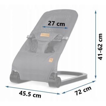 Balansoar 2in1 pentru bebelusi Nukido Baby Bouncer Gri, de la nastere si pana la 9kg, Pliabil, Centura de siguranta, Spatar reglabil, Husa detasabila si jucarii
