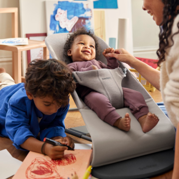 Balansoar pentru copii BabyBjorn Bliss Sand Grey 3D Jersey