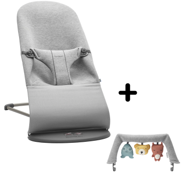 Balansoar pentru copii, cu bara de jucarii inclusa, BabyBjorn Bliss,  Light Grey 3D