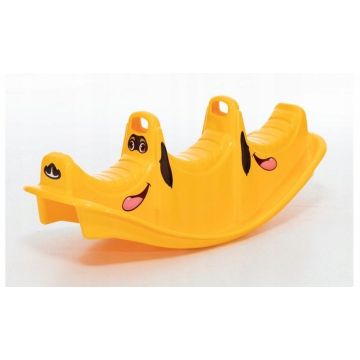 Balansoar pentru copii Dohany Galben cu manere de sustinere,utilizare interiorexterior,pentru 1,2 sau 3 copii,realizat din plastic rezistent