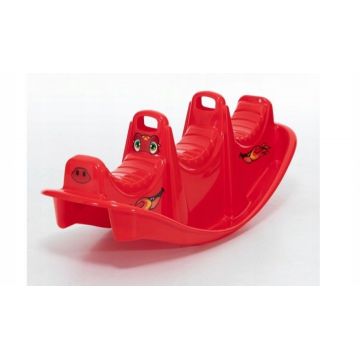 Balansoar pentru copii Dohany Rosu cu manere de sustinere,utilizare interiorexterior,pentru 1,2 sau 3 copii,realizat din plastic rezistent