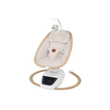 Balansoar si sezlong, Lionelo, Olivia, 2 in 1, Electric, Cu leganare 3D, 5 moduri de balansare in mai multe directii, Cu 13 melodii, Scaun pivotant la 180 grade, Reglabil, Cu arcada jucarii, Bej