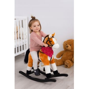 Calut balansoar interactiv pentru copii  Matadi, cu sunete si miscare, dimensiune 78 x 74 cm, realizat din plus beige