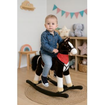 Calut balansoar interactiv pentru copii Matadi, cu sunete si miscare, dimensiune 78 x 74 cm, realizat din plus dark brown