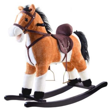 Calut balansoar, Jokomisiada, Cu platforma din lemn, Cu sunete de galop, Din plus moale, 70x73x28 cm, Alimentare pe baza de baterii, 3 ani+, Light Brown Calut balansoar, Jokomisiada, Cu platforma din lemn, Cu sunete de galop, Din plus moale, 70x73x28 cm, Alimentare pe baza de baterii, 3 ani+, Light Brown