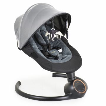 Leagan electric pentru bebelusi Cangaroo Prestige Dark Grey,telecomanda,senzor miscare,5 viteze de leganare,cronometru, bluetooth,pernuta,baldachin cu jucarii si plasa insecte,husa detasabila,centura siguranta,adaptor inclus