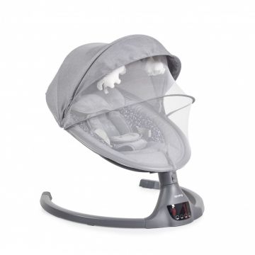 Leagan electric pentru bebelusi cu telecomanda,sezut ergonomic si rotativ,parasolar reglabil si detasabil,5 viteze de leganare,cronometru,adaptor priza,husa de insecte si pernuta reductor Cangaroo ISwing Graphite