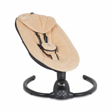Leagan electric pentru bebelusi Moni Clarissa Beige cu telecomanda, senzor de miscare,5 viteze de leganare, cronometru, bluetooth, pernuta, baldachin cu jucarii si plasa insecte, husa detasabila,centura de siguranta