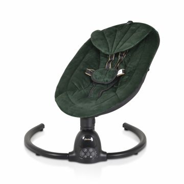 Leagan electric pentru bebelusi Moni Clarissa Green cu telecomanda, senzor de miscare,5 viteze de leganare, cronometru, bluetooth, pernuta, baldachin cu jucarii si plasa insecte, husa detasabila,centura de siguranta
