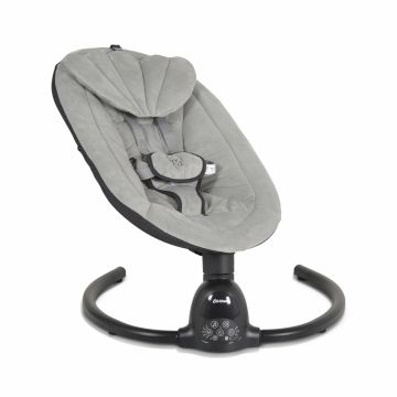 Leagan electric pentru bebelusi Moni Clarissa Grey cu telecomanda, senzor de miscare,5 viteze de leganare, cronometru, bluetooth, pernuta, baldachin cu jucarii si plasa insecte, husa detasabila,centura de siguranta