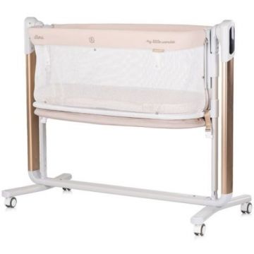 Leagan electric si patut pentru copii Chipolino Ultima cu laterala culisanta beige