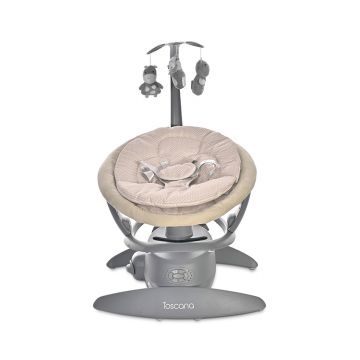 Leagan electric Toscana Beige Dots, rotativ, panou muzical, telecomanda
