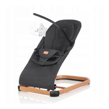 Sezlong balansoar, Primabobo, Leo, Pana la 9 kg, Cu centura in 3 puncte, Spatar reglabil in 3 puncte, Cu bara de jucarii, Conform cu EN 12790, Gri inchis